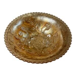 Vintage Antique Imperial‎ Glass Company Lustre Rose Bowl Marigold Carnival Glass